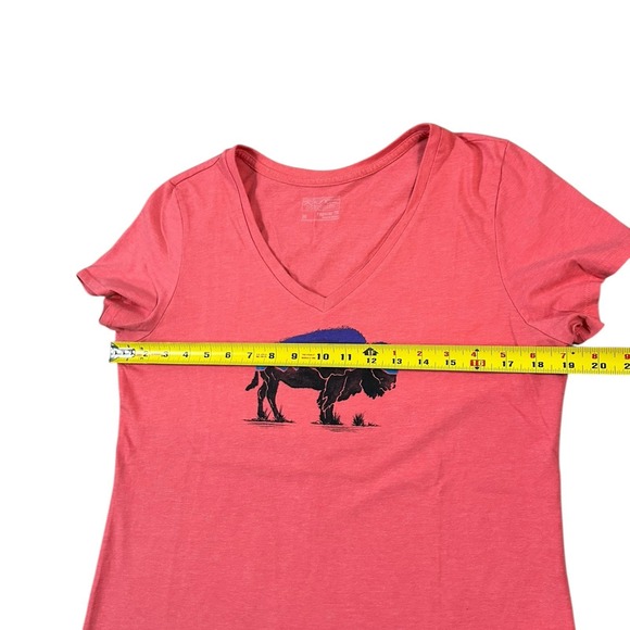 Patagonia Top Womens M Organic Cotton Outdoor Buffalo T Shirt Pink V‎ Neck - Picture 4 of 7